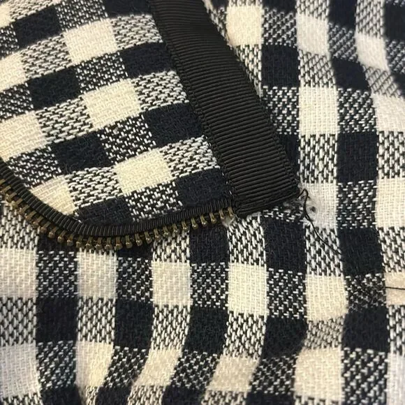 L.A.M.B. Asymmetrical Gingham Double-Zip Hooded Bomber with Cropped Sleeves - Picture 10 of 12